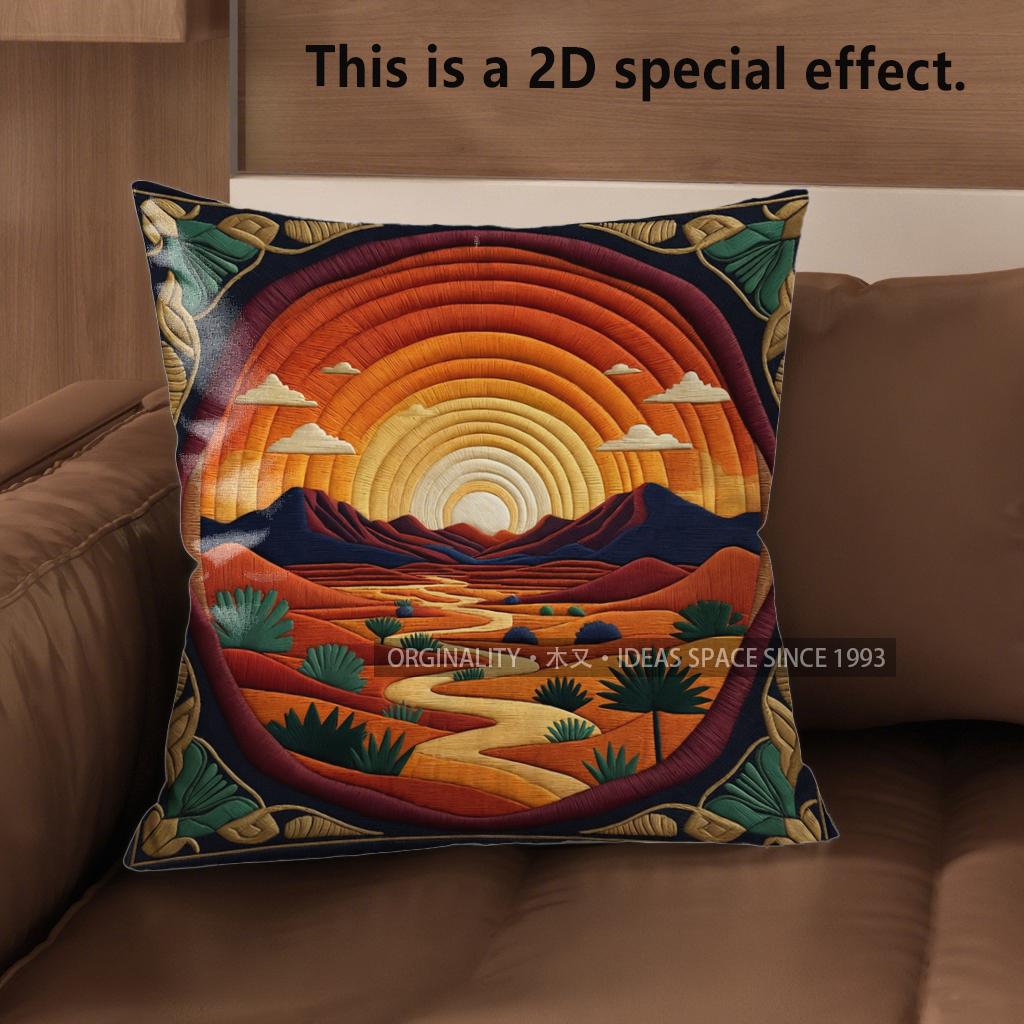 2D Southwestern Desert Sunset Throw Pillow Covers** Pattern Cushion Cover Suitable For Sofa Bedroom Car Pillow Cover