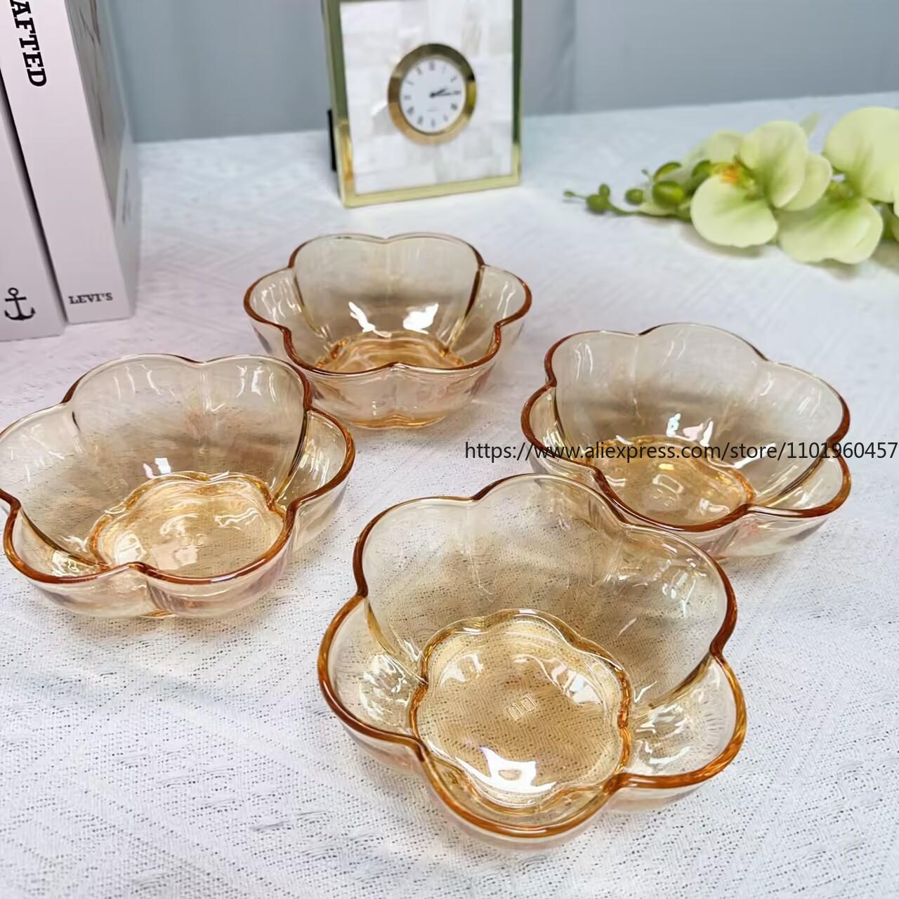 

Amber-Hued Petal Glass Bowl Instagram-Worthy Homeware Salad Bowl & Dessert Bowl