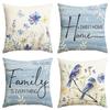 Spring Pillow Lavender Letter Series Linen Print Indoor Sofa Bedroom Decoration Cushion Cover