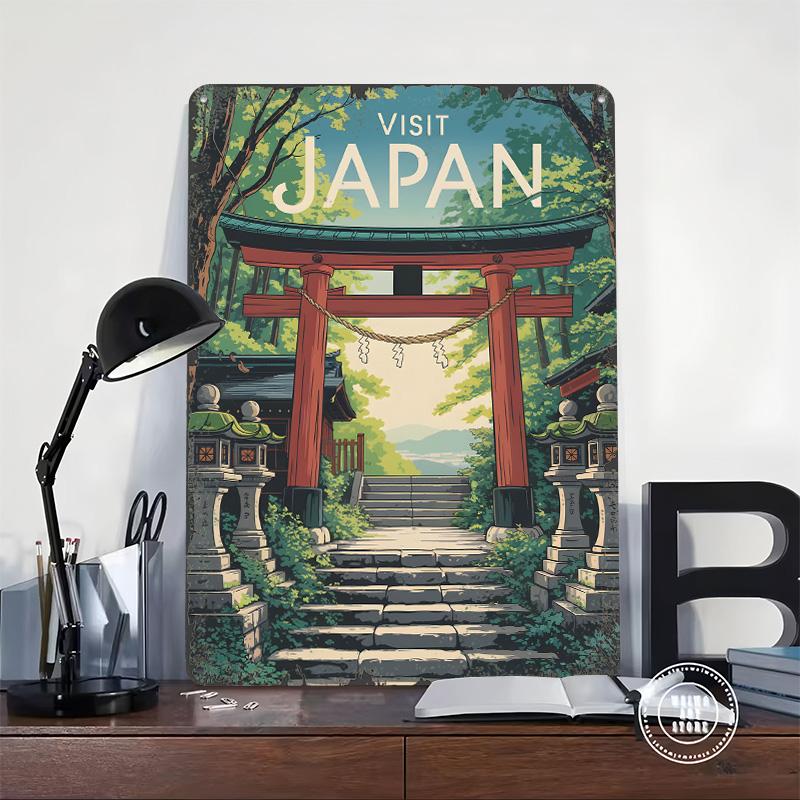 Visit Japan Travel Tin Plaque Poster Customized Wall Art Retro Vintage Metal Signs for Man Cave Room Ornaments Home Decor Items