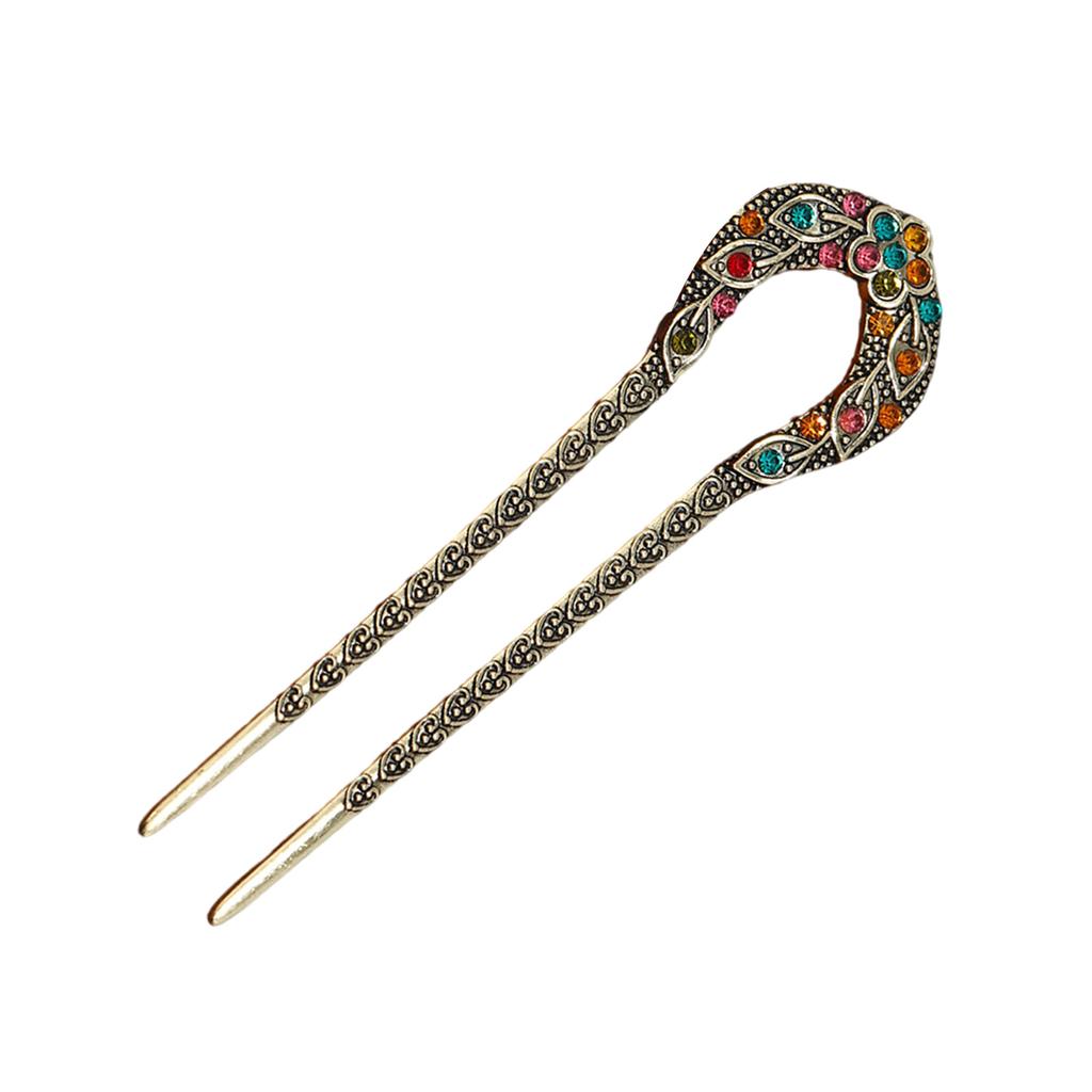 Elegant Leaf Hair Stick with Crystal Filigree Buyao for Women Girl Buyao for Traditional Headpieces Hair Jewelry