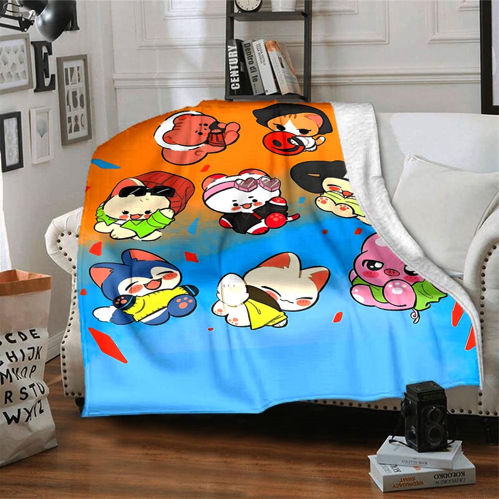 1Pc Cute Animal Expressions Blanket For Couch Bed Plush Cozy Fuzzy Blanket Super Soft Warm Blankets For Fall And Winter 091843