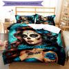 3pcs Custom Name Day Dead Art Bedding Set Printed Bedding Set Duvet Cover Closure Includes 1 Duvet Cover & 2 Pillowcases Bedroom Decor