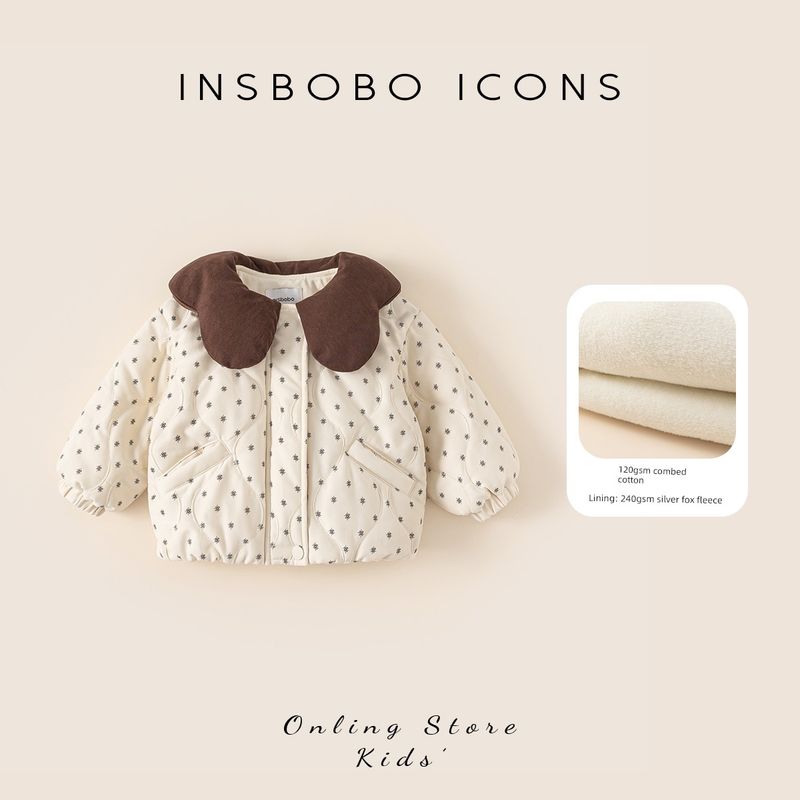 Insbobo Girls  Cotton Jacket 2025 Winter Cotton Coat Baby Children s Clothing Cotton Jacket Children s Outerwear Winter Clothing Thickened New Style Apricot color 80