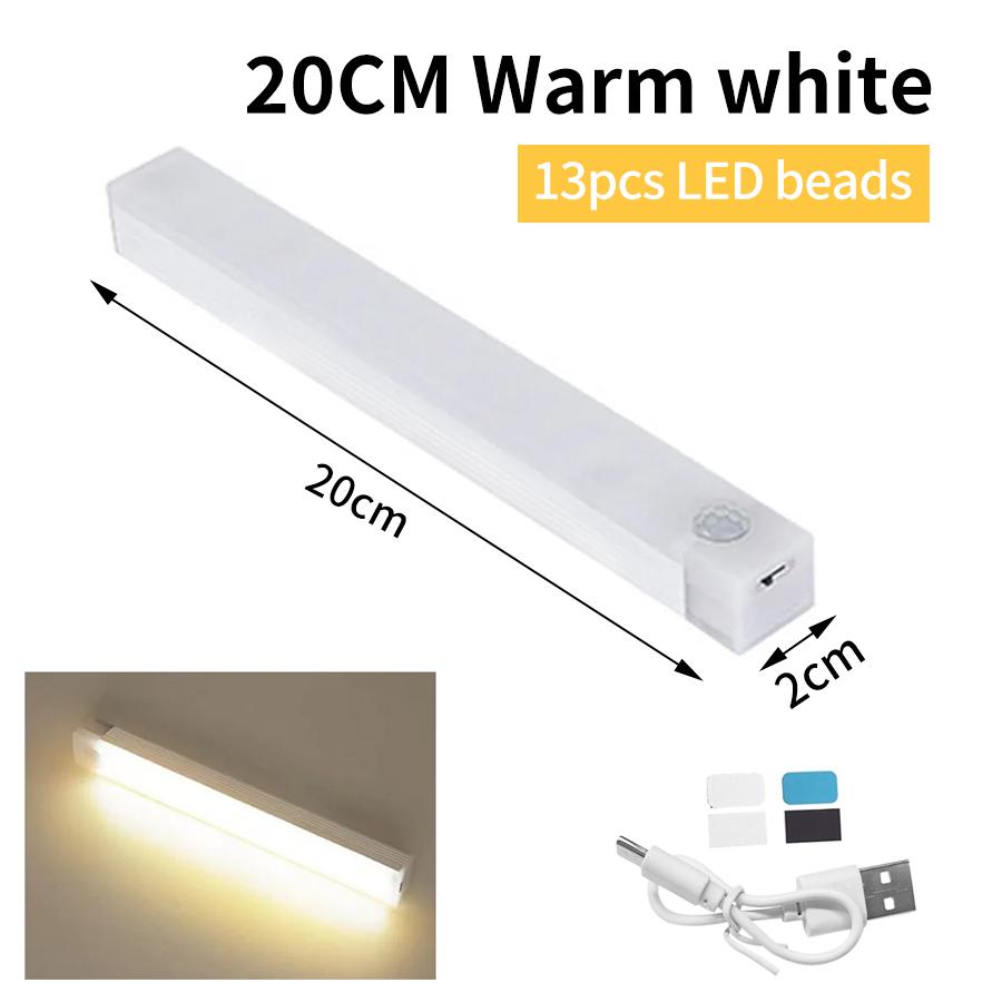 1-4Pcs Rechargeable PIR Motion Sensor LED Bar Lights Human Infared Induction Night Light Portable Cabinet Light 10/20/30/50cm