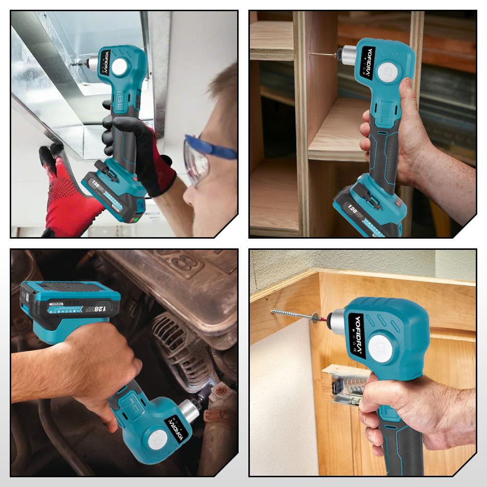 YOFIDRA Brushless Electric Screwdriver Multifunctional Cordless Efficient Hammer Drill Power Tools For Makita 18V Battery