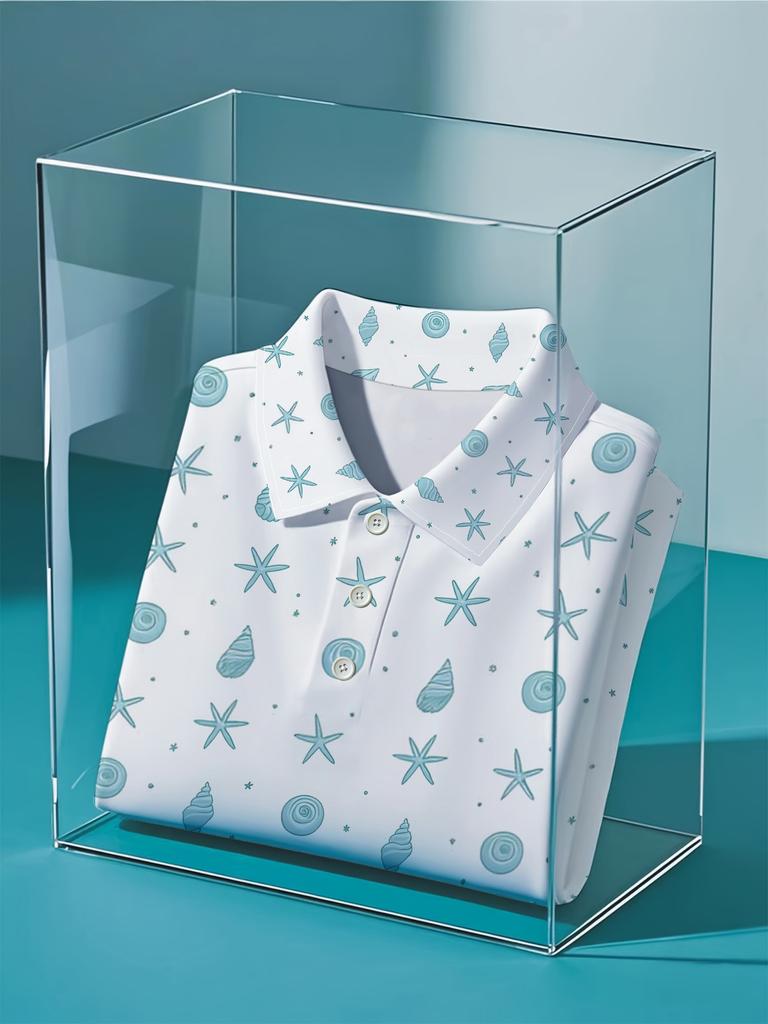 Men's Short Sleeve Polo Shirt with Flat Digital Print Pattern - No Texture