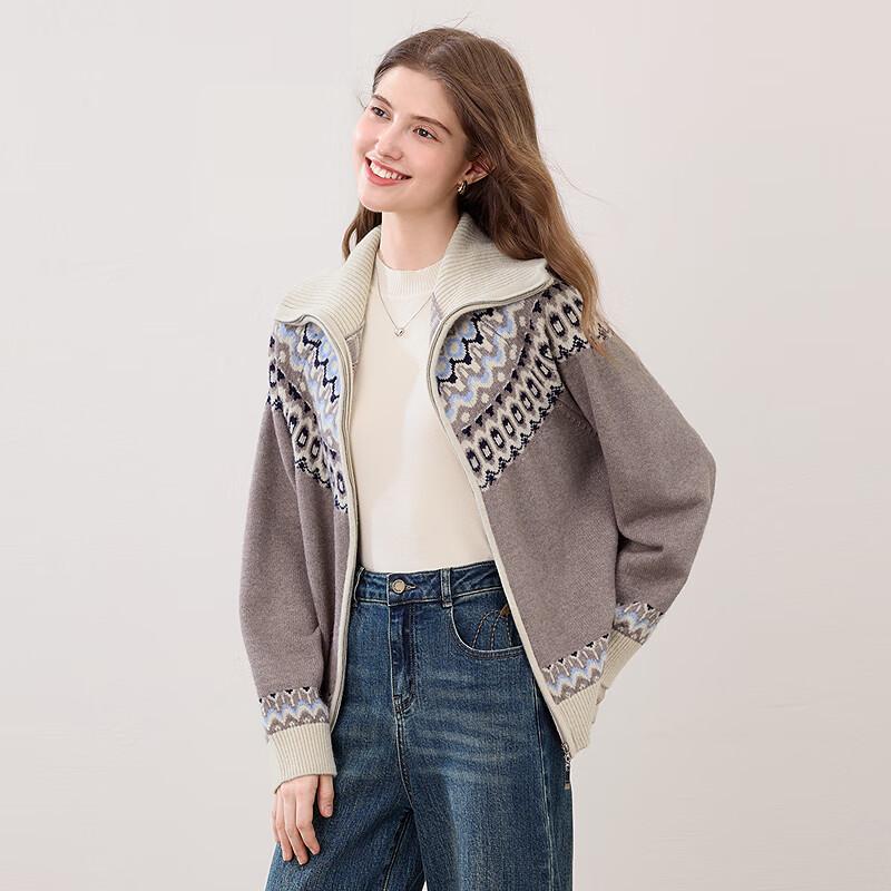 Betu Women's Fair Isle Double-Zip Knit Cardigan