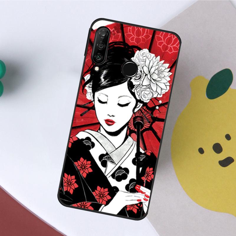 Japanische Kunst Kimono Tattoo Für Huawei Nova 5T 9 10 SE 7i 8i 11i 12i Y60 Y61 Y70 Y72 Y73 Y90 Y91 P20 P40 P30 Lite Hülle