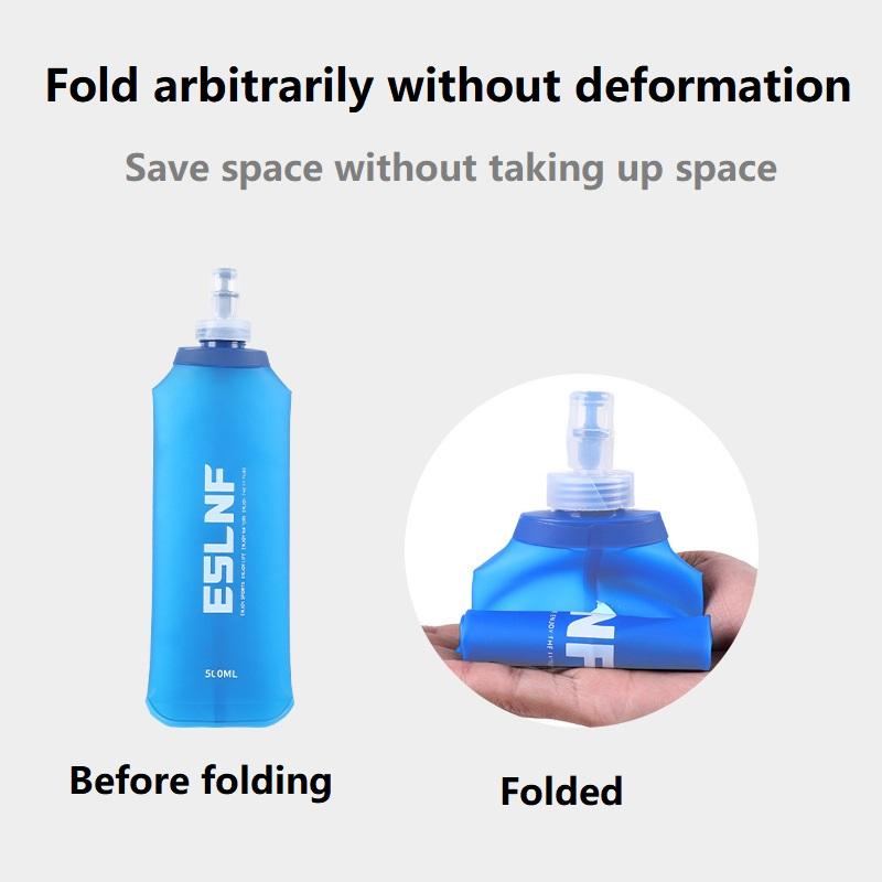 Laufflasche 500ml Weichflasche Silikon-Wasserflasche TPU Faltbare Weichflasche Sport-Wasserflasche Laufen Camping Wandern