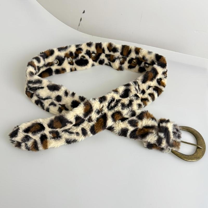 Stylish Leopard Print Adjustable Belt PU Leather Waist Strap Band With Retro Metal Clasp For Men And Women