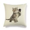Cartoon Cat Pattern Series Super Soft Cotton and Linen Material Pillow Cover for Home Sofa Decoration Pillow Cover