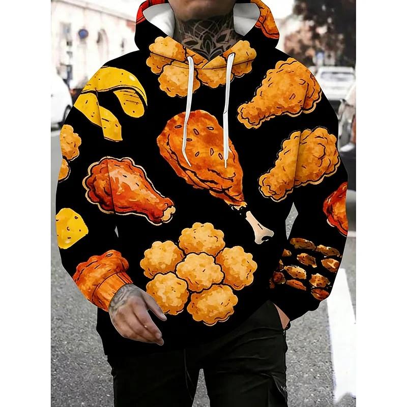 Fashion Versatile Men's Food Printed Hoodie Casual Comfort Hoodies Sweatshirts Men’s