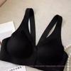 Smooth Black Wireless Bra With Front Hook Closure Deep V Cup And Soft Support