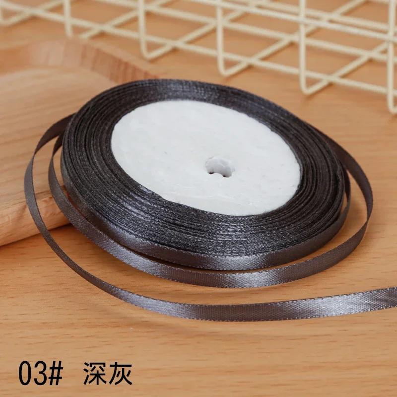 6mm Satin Ribbon DIY Artificial Silk Material Christmas Halloween Wedding Birthday Party DecorationHandmade Bows Gift Wrapping