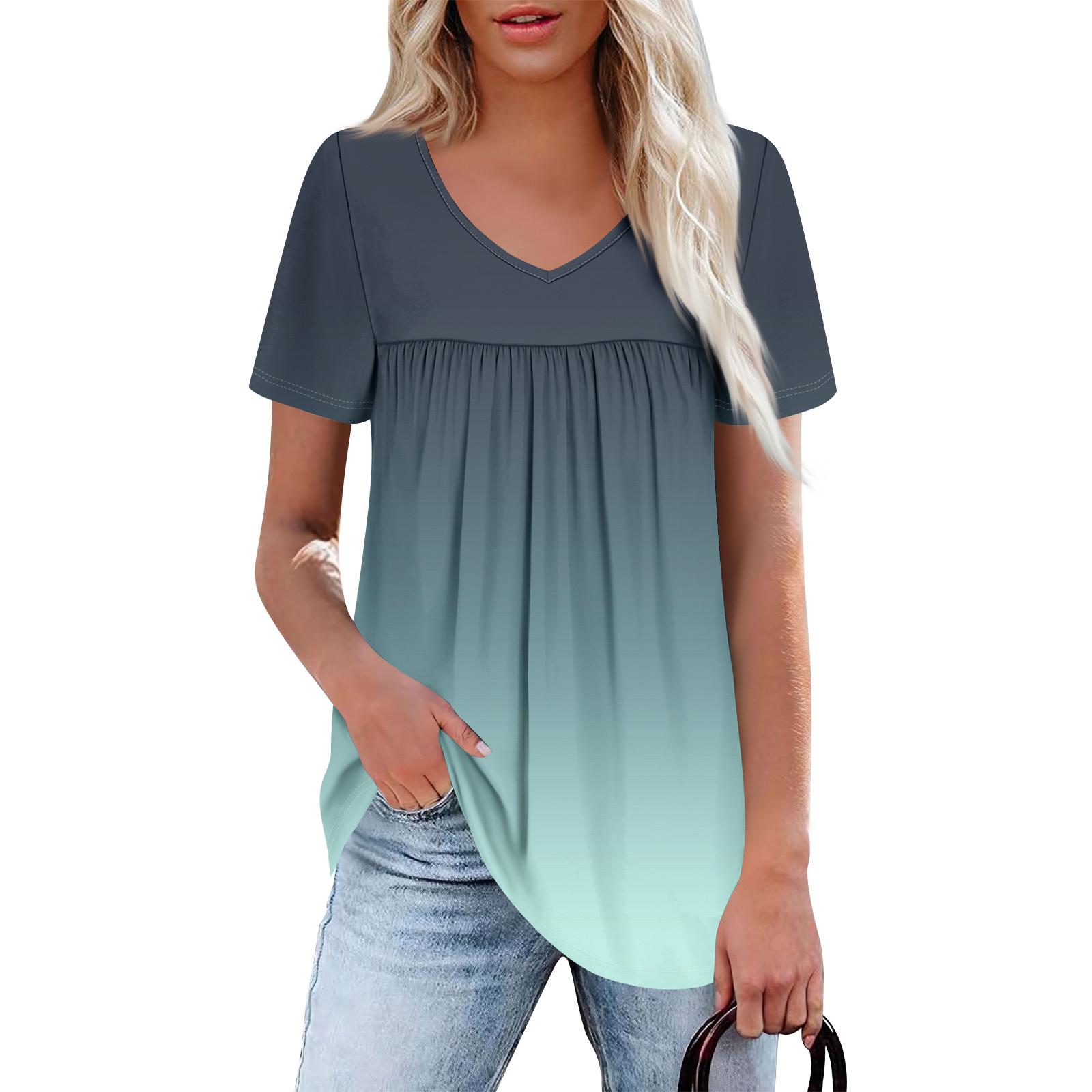 

Женский повседневный топ с V-образным вырезом, коротким рукавом, оборкой на груди и принтом XL