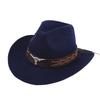 Summer Felt Cowboy Hat Men Women Couple Ethnic Rolled Brim Bohemian Fedora Sun Cap for Outdoor Beach
