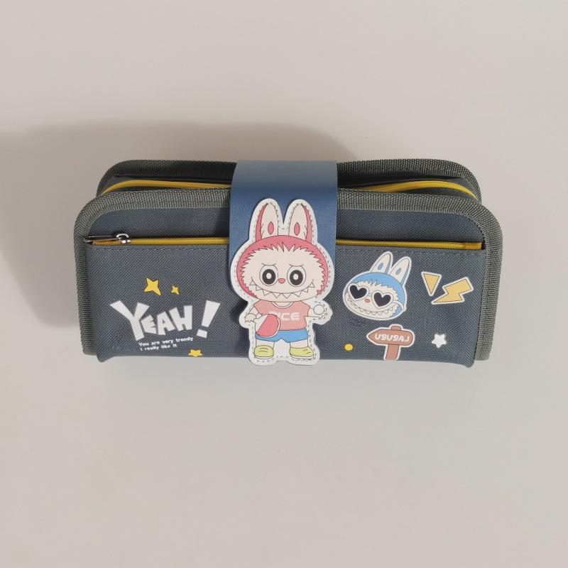 

New Little Monster Large Capacity Pencil Case Multifunctional Student Cartoon Velcro Stationery Case Boy Pencil Case темно-зеленого