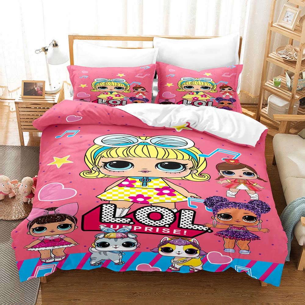 

3D Digital Printing Cartoon Surprise Doll Three-Piece Set Bedding Two-Piece Set cover 90 * 190 and 50 * 75 * 1