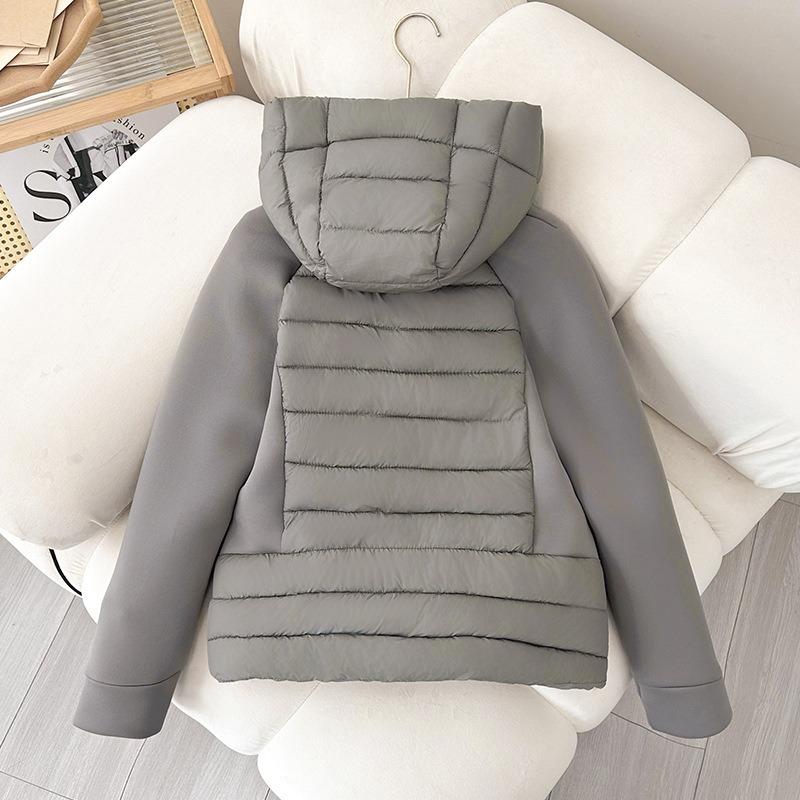 Dünne und leichte modische Damenbekleidung Splicing Baumwollbekleidung Jacke schlank und dünn Stehkragen Daunenbaumwollbekleidung Damen