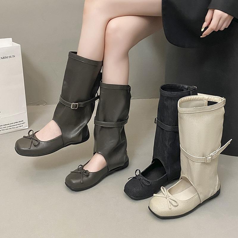 Niche cool boots children's summer new fashion hollow bow ballet Mary Jane thick-soled short boots