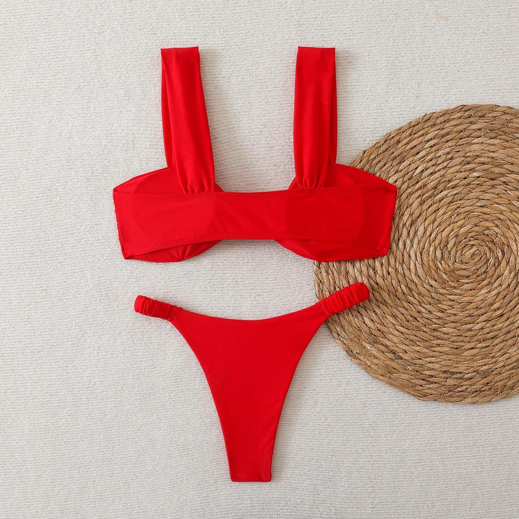 Solid Color Sexy Two-Piece Bikini - Women's Swimwear