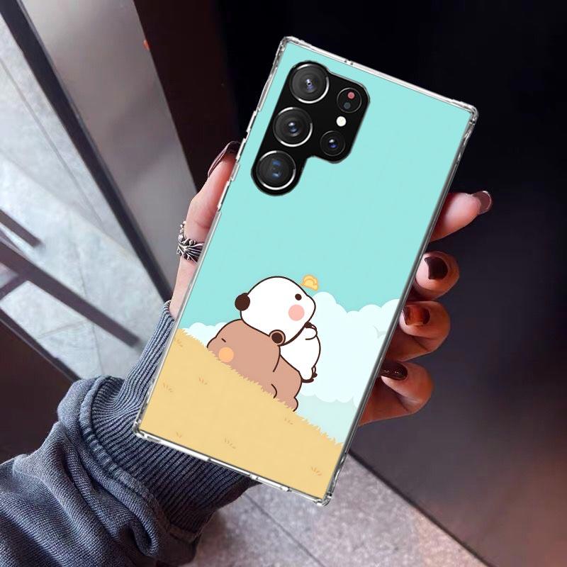 Cute Peach Goma Cat Phone Case For Samsung Galaxy S26 S25 Edge S24 S23 Ultra S22 Plus S21 S20 FE Soft TPU Back Cover Funda Galax