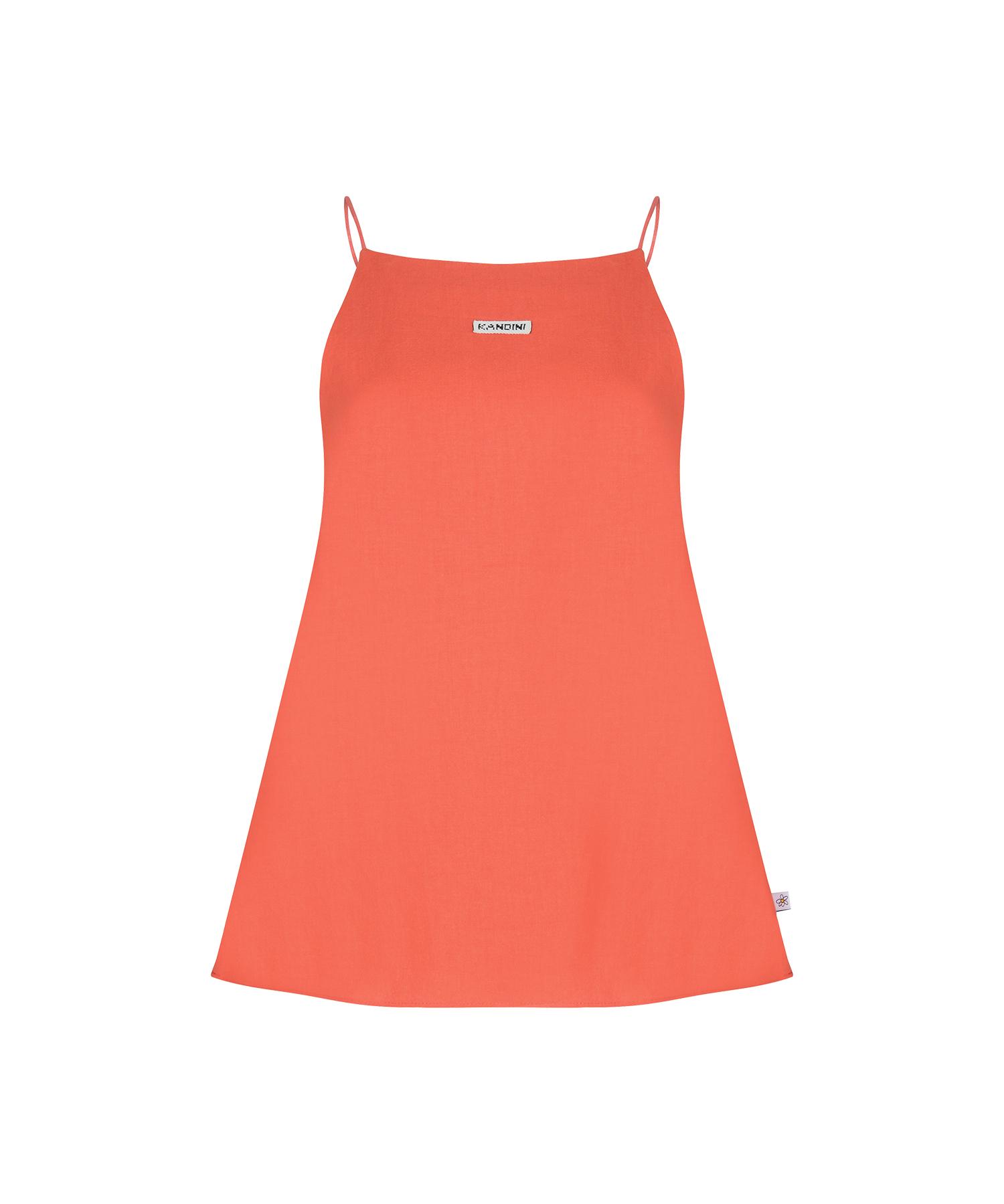 Candini Orange Like Linen Sleeveless T-Shirt