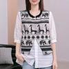 Summer New Korean Style Printed Age-reducing Western-style Shirt Mid-length Large Size Loose and Casual