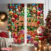 2pcs 2D Flat Printing Christmas Party Curtain Merry Christmas4 Versatile Polyester Without Electricity Party Decorations for