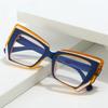 Oil Painting Cat Eye Art Large Frame Photochromic Reading Glasses Anti Blue Light Color Changing Irregular Glasses