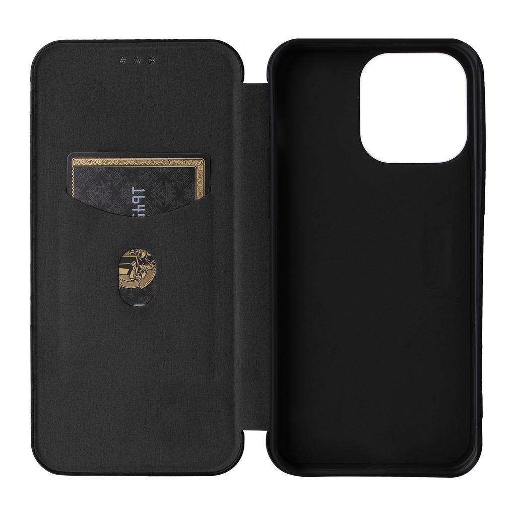 Phone Case with Card Holder for iPhone 15 Pro Max,Carbon Fiber Texture Leather Stand Cover