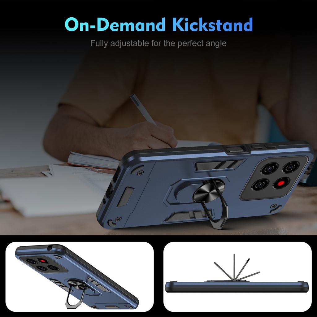 For ZTE Blade A56 Case PC+TPU Drop Defend Phone Cover with Ring Kickstand