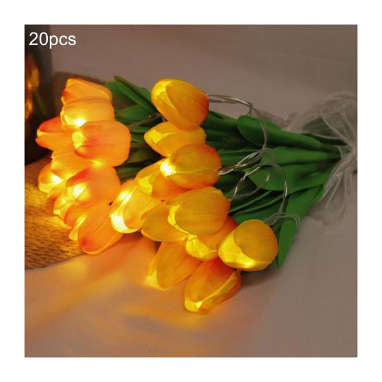 LED-beleuchtete künstliche Tulpenblumenlampe Real Touch Fälschung Tulpenstrauß Nachtlicht mit Band für Valentinstag Ostern Heimküche Hochzeitsdekoration