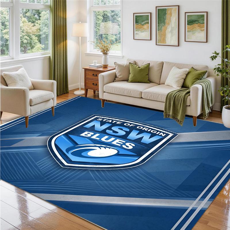 NSW Blues Design Crystal Velvet Rug Soft Decorative Mat for Bedroom Entrance