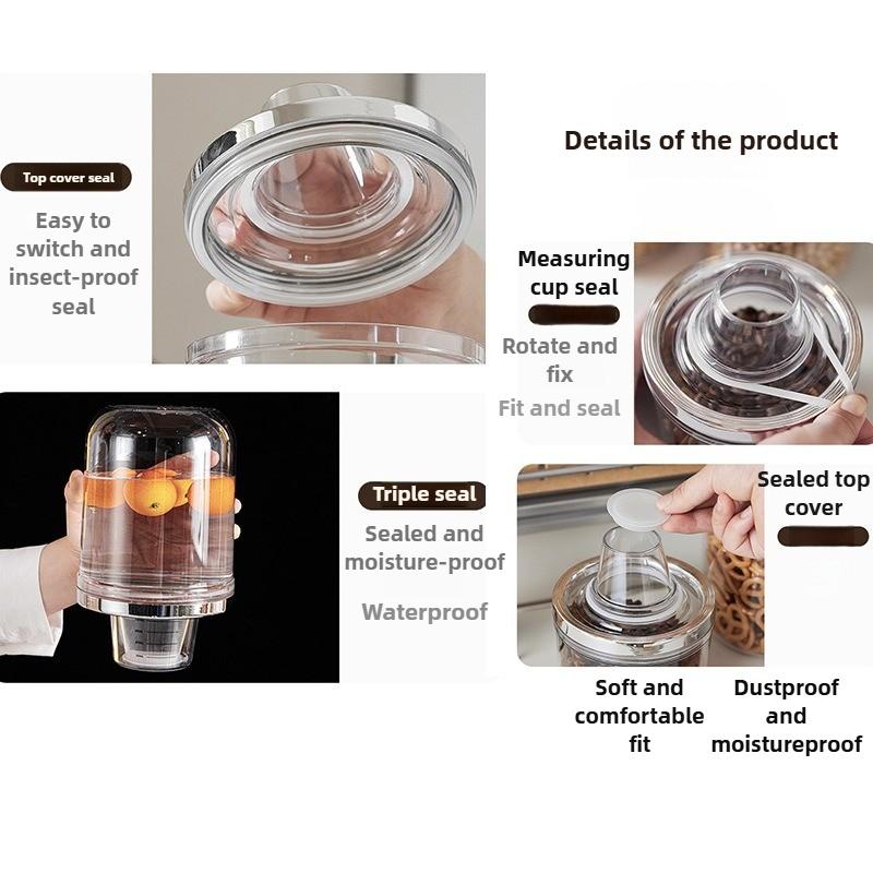 Home Kitchen Sealed Jar Coffee Bean Moisture-proof Storage Container Grain and Miscellaneous Grain Transparent Storage Tank