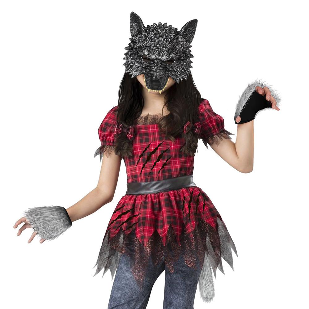 Wolf Costume Mask Gloves Tail Cosplay Party Decor For Halloween Events