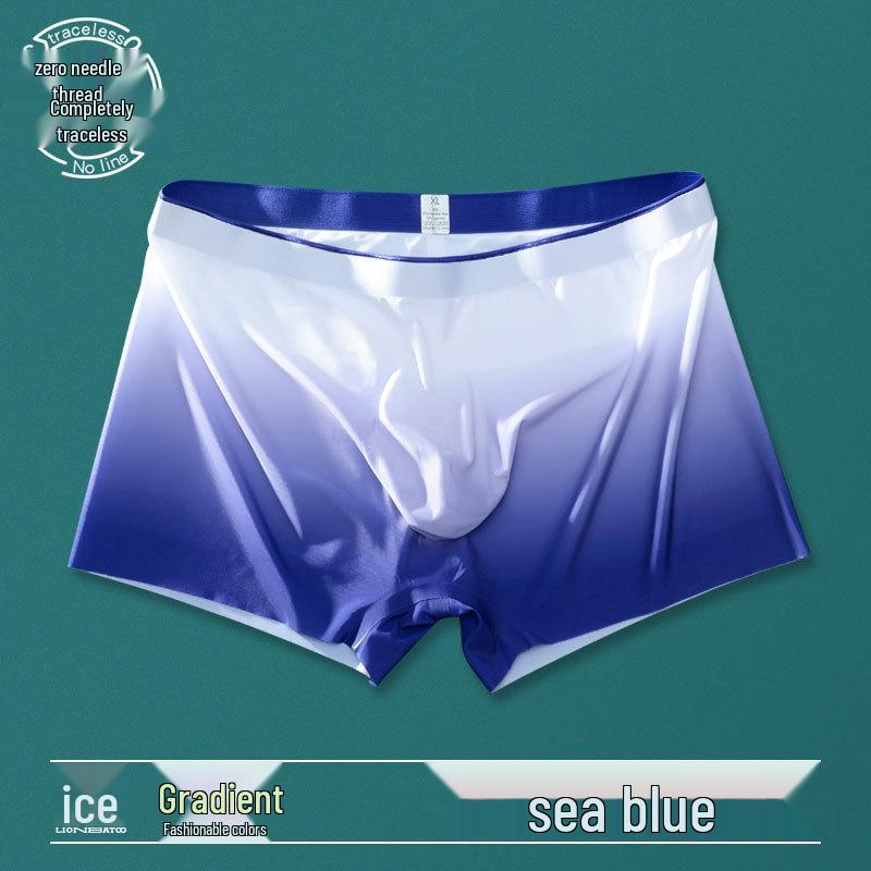 

Мужские бесшовные боксеры-брифы из ледяного шелка с градиентным переходом, быстросохнущие, с выпуклым гульфиком Large