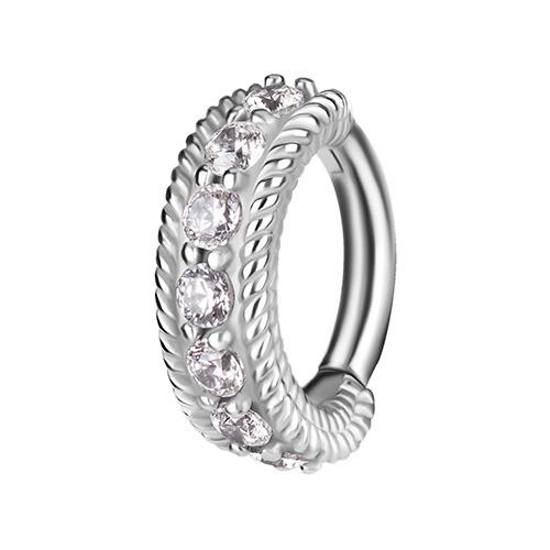 Silver Clicker Belly Button Ring With White Cubic Zirconia - Cocr Nf- Kp-066 1.6/8