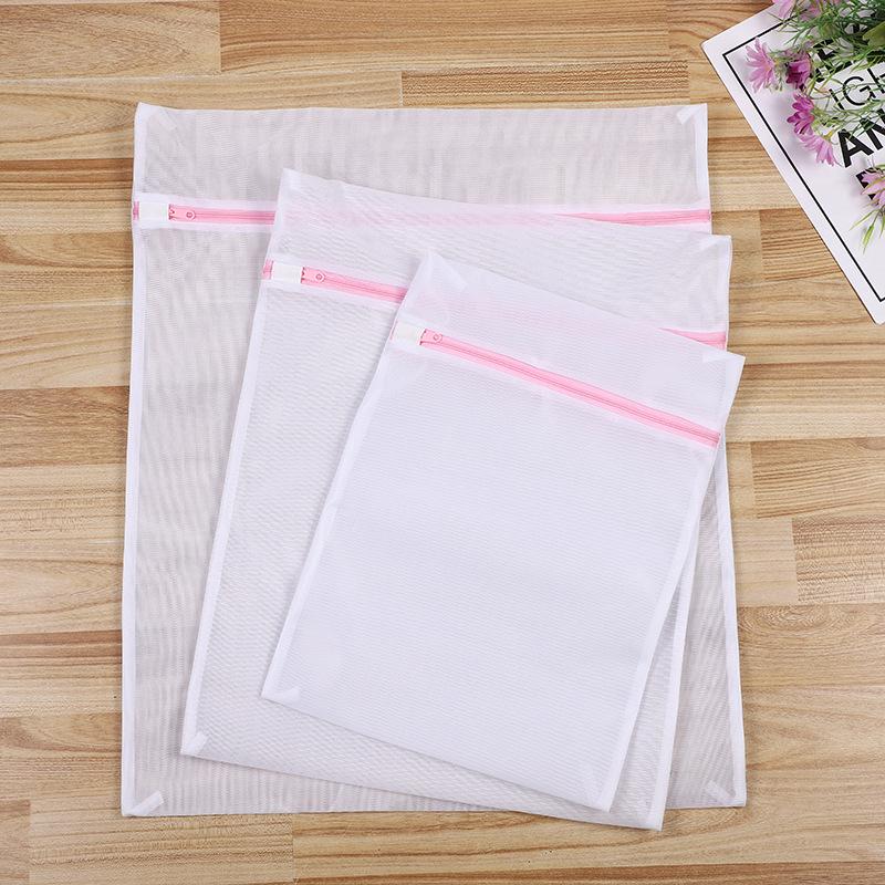 Pink Zipper Mesh Laundry Bag for Delicates and Travel Storage