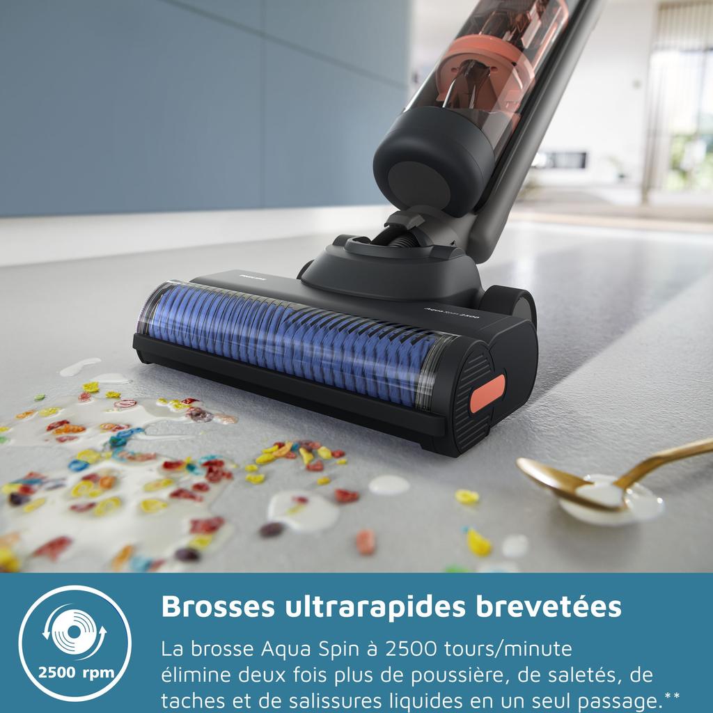2v1 tyčový vysavač s mopem - PHILIPS - XW6264/11 - Řada 6000 - PowerCyclone Aqua - 2500 ot./min - Černá & Korálová