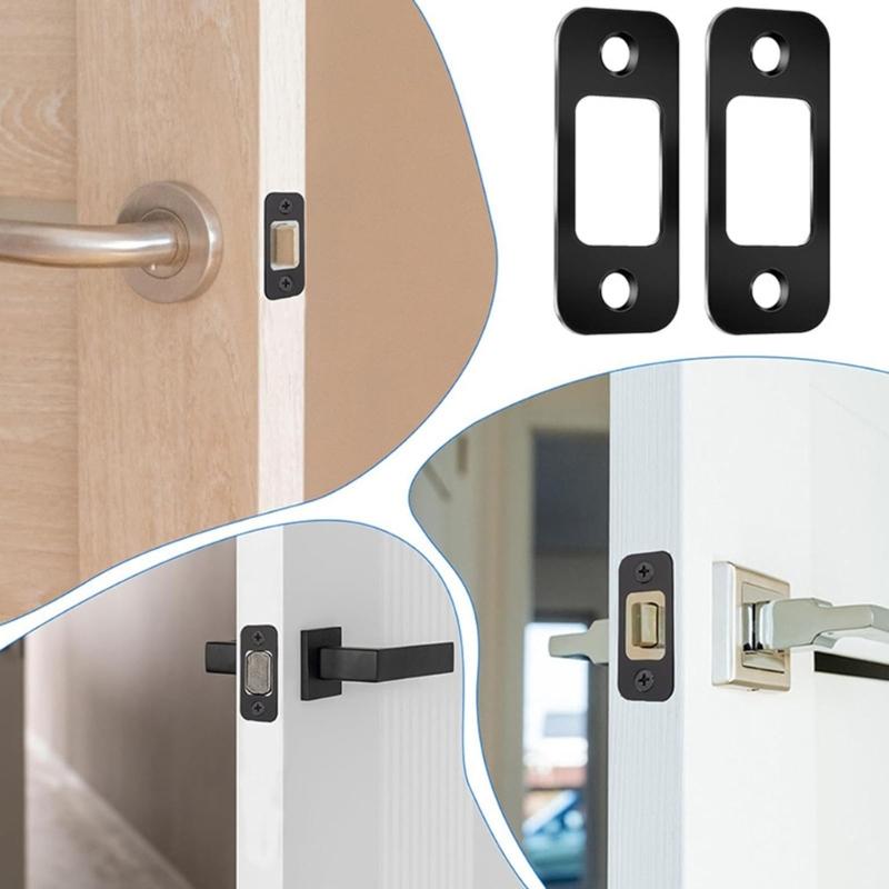 Metal Door Strikes Plate Corrector Large Hole Round Corner Strikes Backplate Prevents Sticking and Misalignment