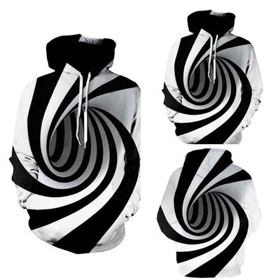 Mens 3D Digital Vortex Printed  Long Sleeve Hooded Sweatshirt Tops Blouse