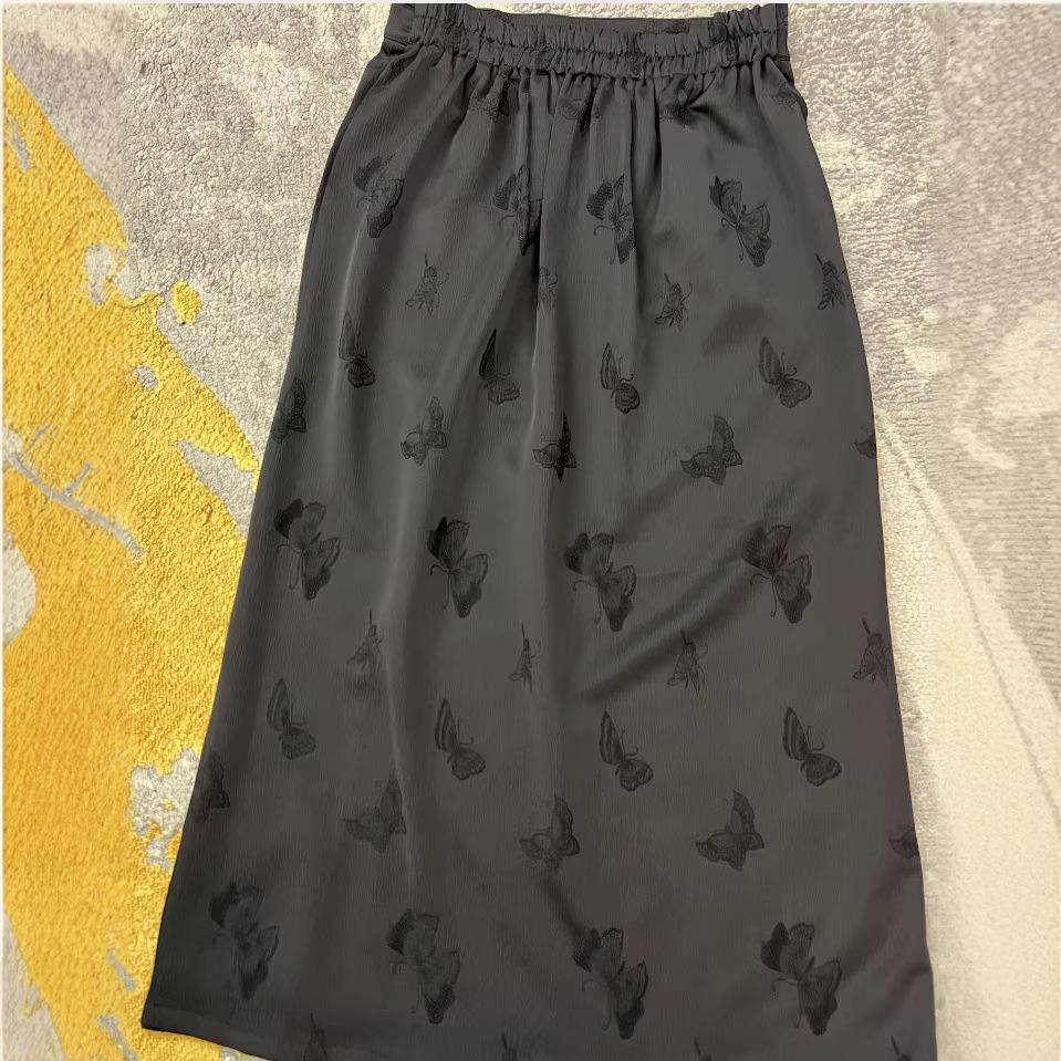 Damen Hochtaillierter Jacquard-Rock mit Quasten, Frühjahr 2025: Schlankmachender, drapierter, gerader Schnitt im neuen chinesischen Stil