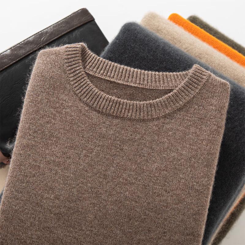 Fanzhen Men's Thickened Cashmere Blend Round Neck Pullover Sweater