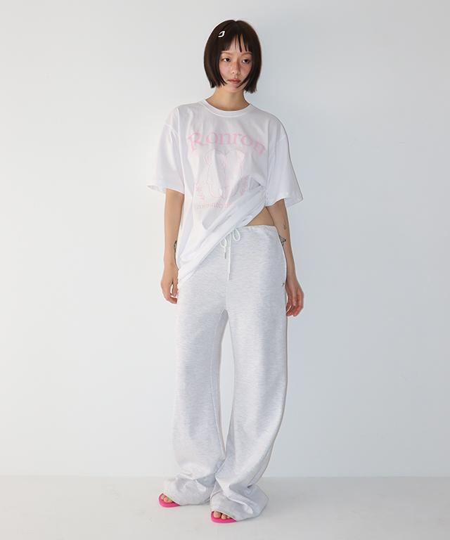 RONRON Puppy Tails Basic Fit T Shirt White Pink