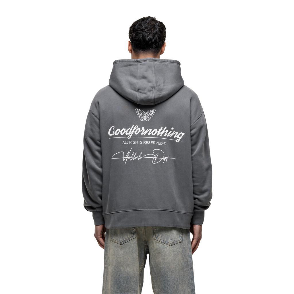 Good For Nothing Mens Cult Graphic Pull Over Oversized Hoodie