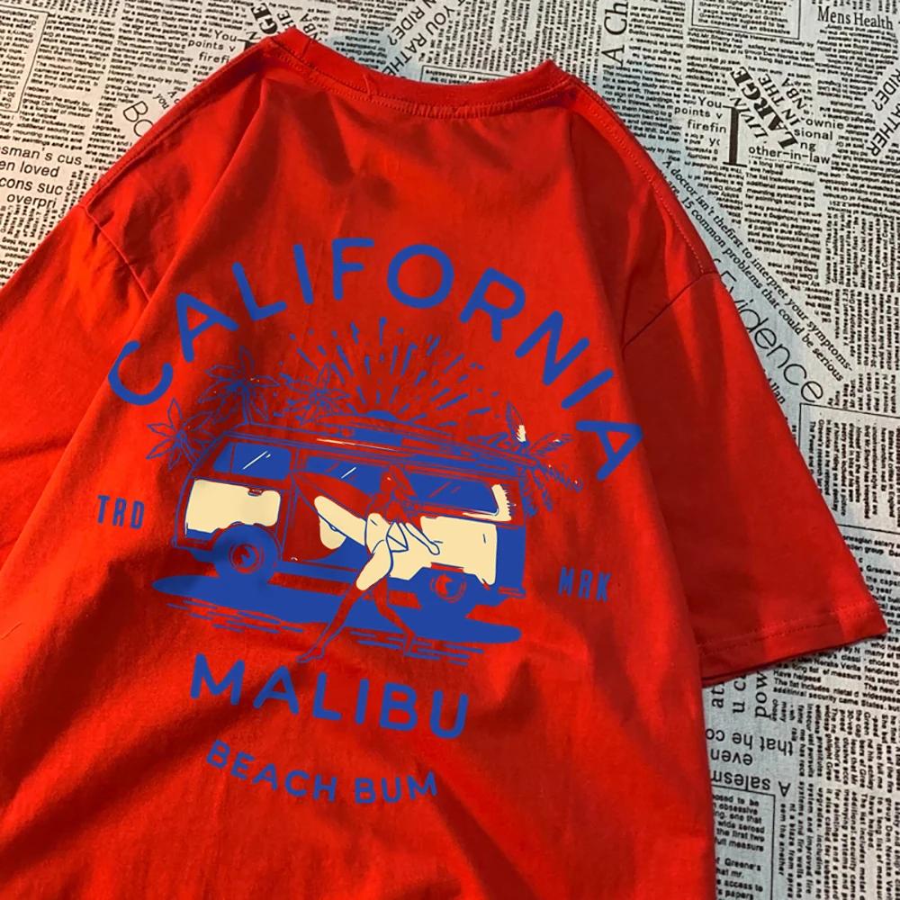 California Malibu Beach Bum T Shirts Men Women Summer New Streetwear Couple Tee Clothes T Shirt Pattern Loose T-Shirts Couple