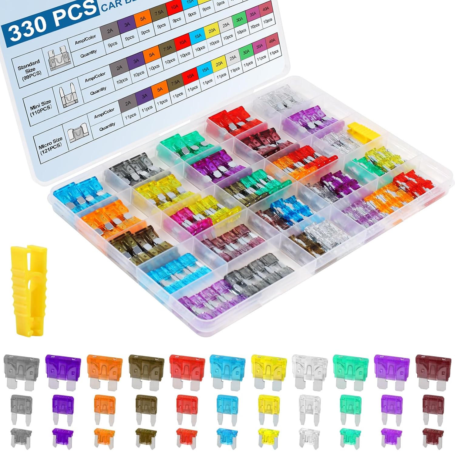330PCS Car Fuses Assortment Kit, Upgraded Blade Fuses Automotive - Standard & Mini & Low Profile Mini Fuse