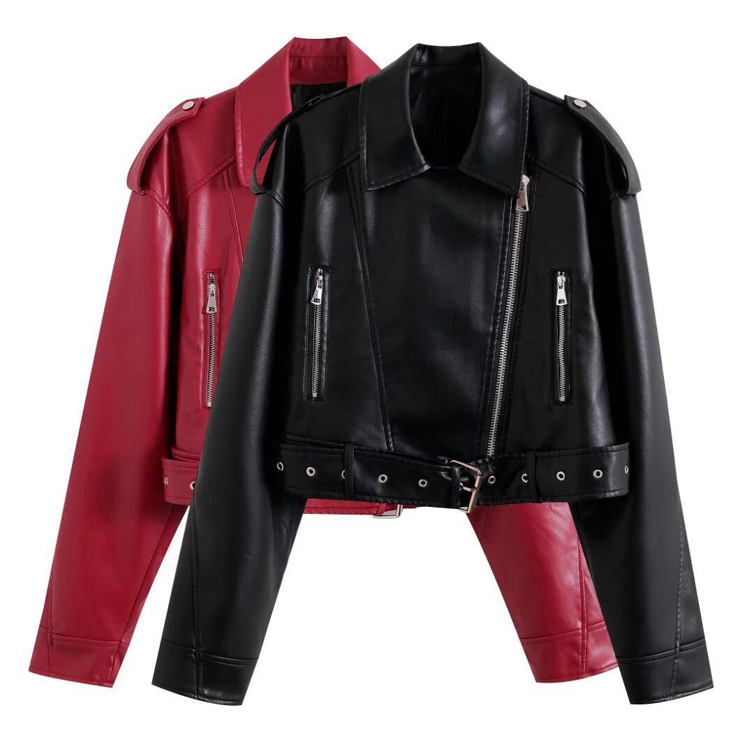 

2024 New Women s Faux Leather Motorcycle Jacket - Autumn/Winter Fashion XL чорний